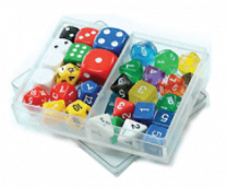 Mixed dice, 2 each of 16 kinds, opaque & crystal (box/32)